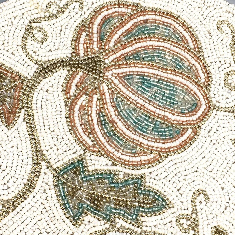 Rachel Zoe Beaded Pumpkin Placemat Centerpiece Leaf Vines Blue Gold Fall Decor - Picture 11 of 12